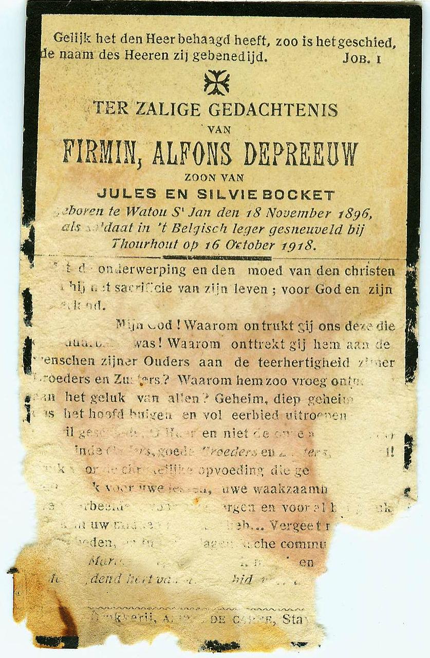 Depreeuw Firmin Alfons 1918-10-16